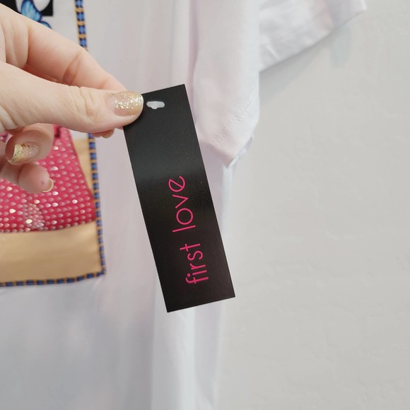 NWT First Love White Graphic Tee Women's Size 2X - Picture 6 of 6